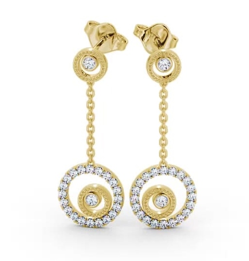 Drop Round Diamond Unique Earrings 18K Yellow Gold ERG104_YG_THUMB1