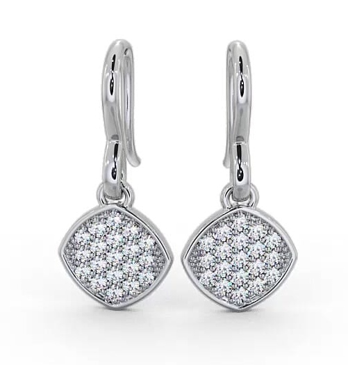 Drop Round Diamond Cluster Style Earrings 9K White Gold ERG105_WG_THUMB2 