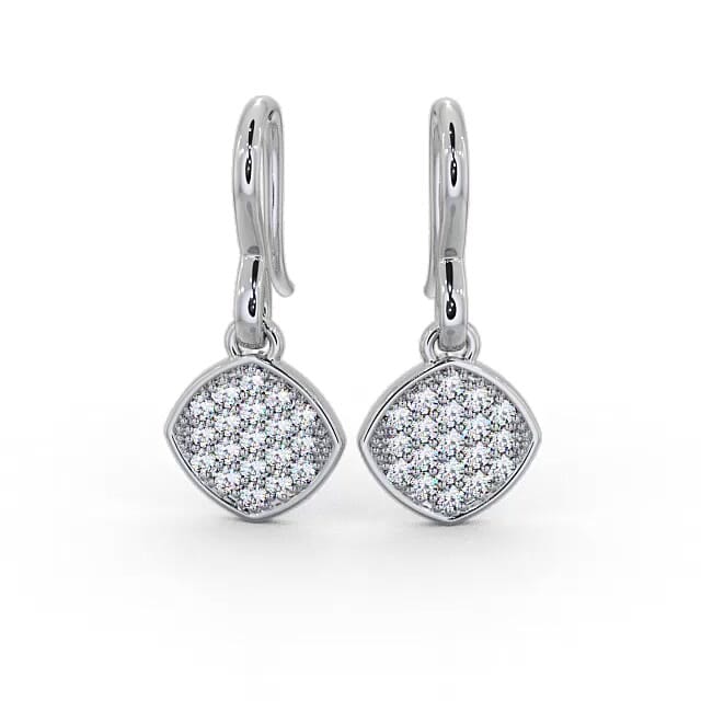 Drop Round Diamond Earrings 18K White Gold - Kaliana ERG105_WG_EAR