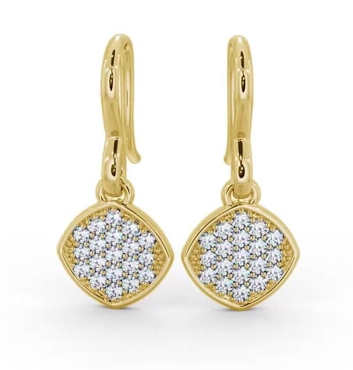 Drop Round Diamond Cluster Style Earrings 18K Yellow Gold ERG105_YG_THUMB1