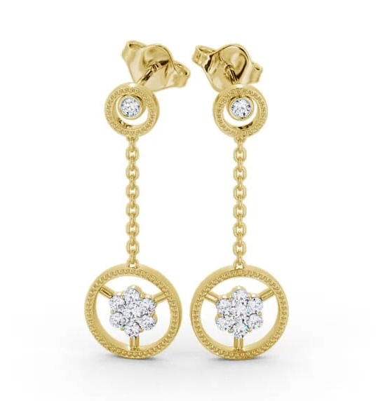 Drop Round Diamond Contemporary Earrings 9K Yellow Gold ERG106_YG_THUMB1
