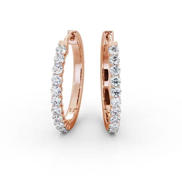 Hoop Round Diamond Earrings 18K Rose Gold - Empress ERG109_RG_EAR