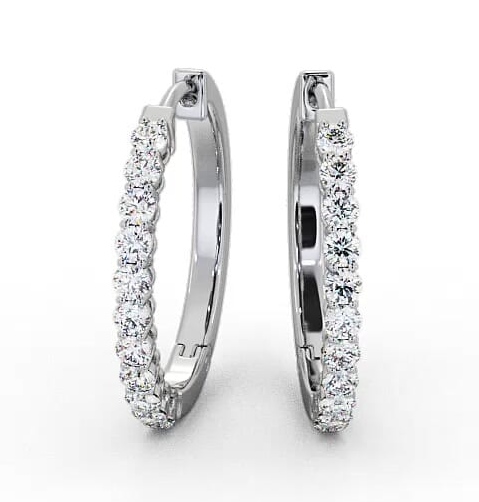 Hoop Round Diamond Classic Earrings 18K White Gold ERG109_WG_THUMB2 