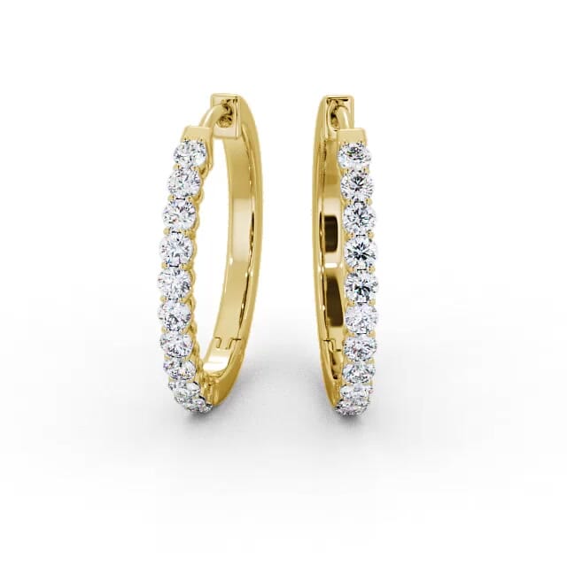 Hoop Round Diamond Earrings 9K Yellow Gold - Empress ERG109_YG_EAR