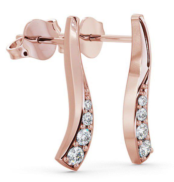 Drop Round Diamond 0.24ct Sweeping Design Earrings 9K Rose Gold ERG10_RG_THUMB1 