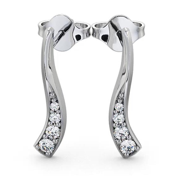 Drop Round Diamond 0.24ct Sweeping Design Earrings 9K White Gold ERG10_WG_THUMB2 
