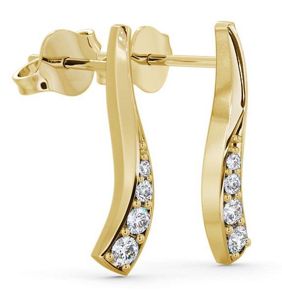 Drop Round Diamond 0.24ct Sweeping Design Earrings 9K Yellow Gold ERG10_YG_THUMB1 