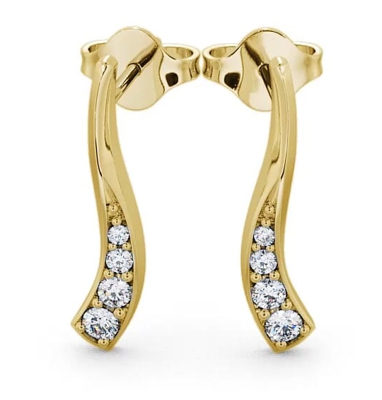 Drop Round Diamond 0.24ct Sweeping Design Earrings 9K Yellow Gold ERG10_YG_THUMB1