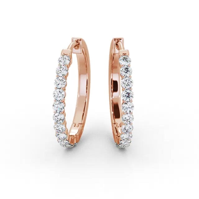 Hoop Round Diamond Earrings 18K Rose Gold - Emmelia ERG110_RG_EAR