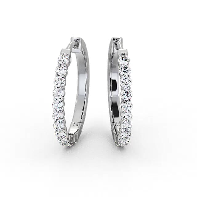 Hoop Round Diamond Earrings 9K White Gold - Emmelia ERG110_WG_EAR