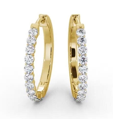 Hoop Round Diamond Classic Earrings 18K Yellow Gold ERG110_YG_THUMB2 