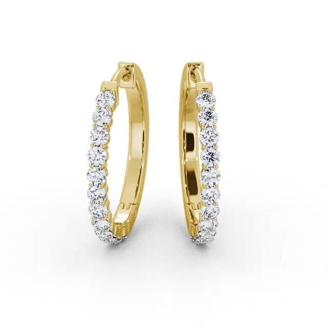 Hoop Round Diamond Earrings 9K Yellow Gold - Emmelia ERG110_YG_EAR