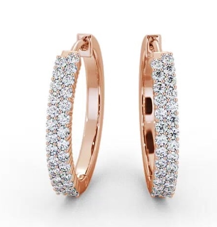Hoop Round Diamond Double Row Earrings 18K Rose Gold ERG111_RG_THUMB1