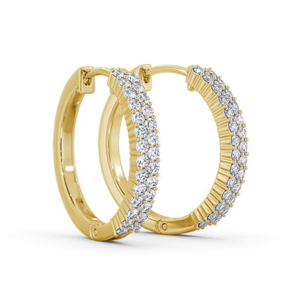 Hoop Round Diamond Double Row Earrings 9K Yellow Gold ERG111_YG_THUMB1 