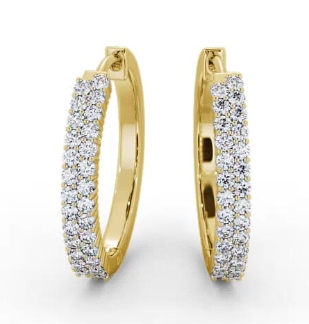 Hoop Round Diamond Double Row Earrings 18K Yellow Gold ERG111_YG_THUMB1