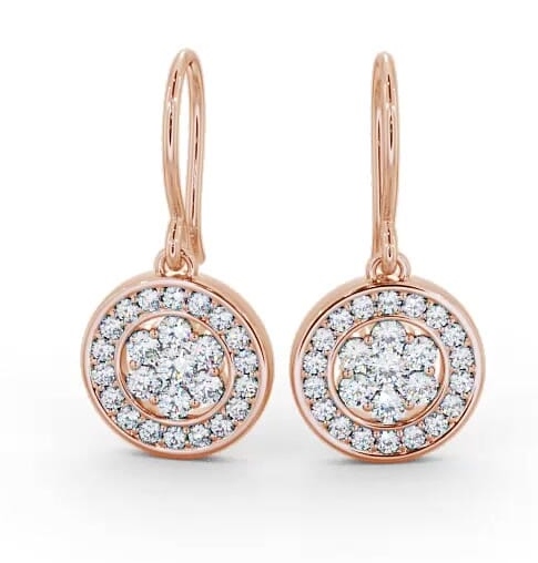 Drop Round Diamond Cluster Style Earrings 9K Rose Gold ERG113_RG_THUMB1