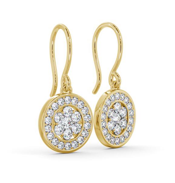 Drop Round Diamond Cluster Style Earrings 18K Yellow Gold ERG113_YG_THUMB1 