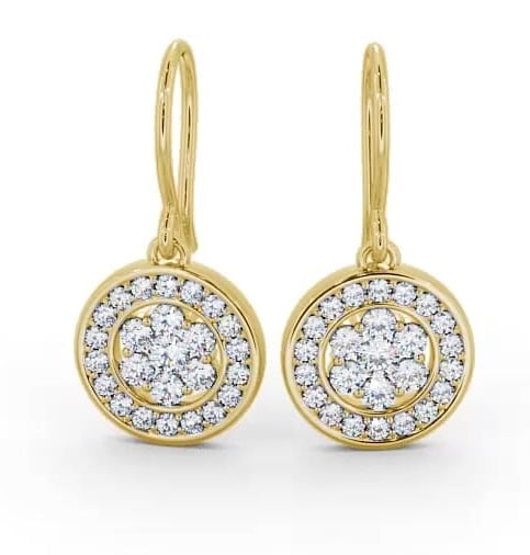 Drop Round Diamond Cluster Style Earrings 18K Yellow Gold ERG113_YG_THUMB2 