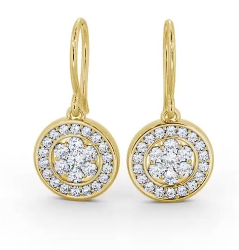 Drop Round Diamond Cluster Style Earrings 18K Yellow Gold ERG113_YG_THUMB1