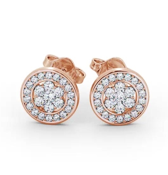 Cluster Round Diamond Halo Style Earrings 18K Rose Gold ERG114_RG_THUMB1