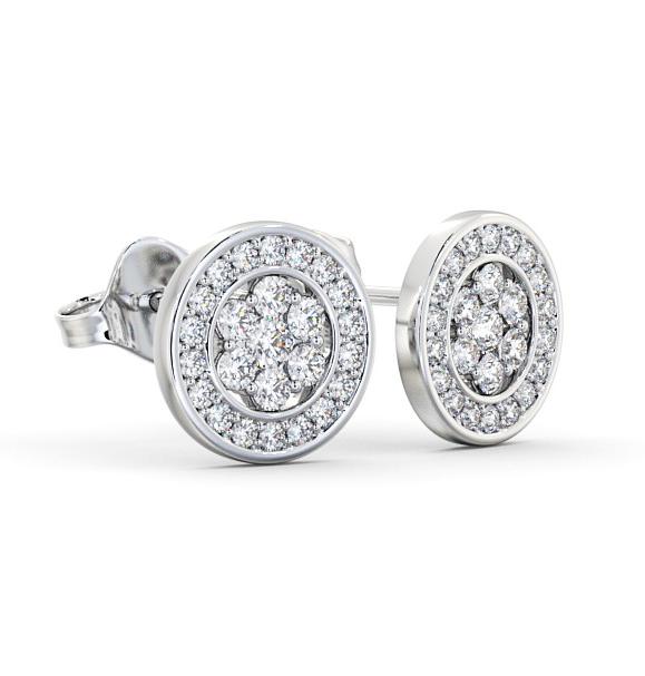 Cluster Round Diamond Halo Style Earrings 18K White Gold ERG114_WG_THUMB1 