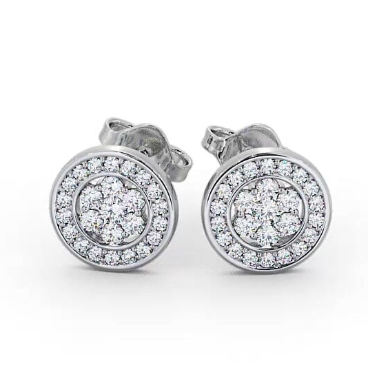 Cluster Round Diamond Halo Style Earrings 18K White Gold ERG114_WG_THUMB1