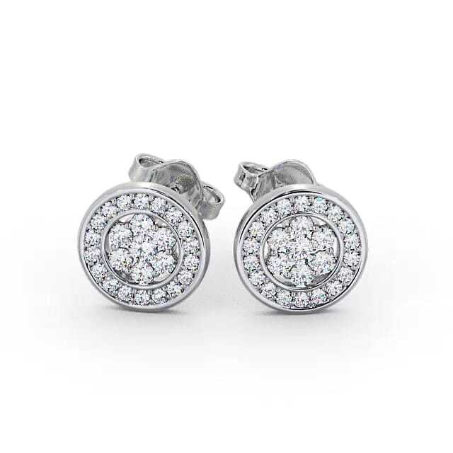 Cluster Round Diamond Earrings 18K White Gold - Yelena ERG114_WG_EAR