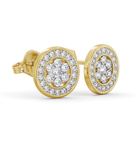 Cluster Round Diamond Halo Style Earrings 18K Yellow Gold ERG114_YG_THUMB1 