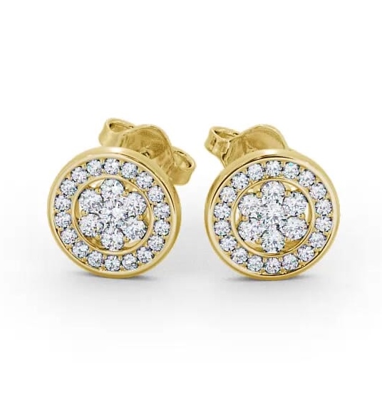 Cluster Round Diamond Halo Style Earrings 9K Yellow Gold ERG114_YG_THUMB1