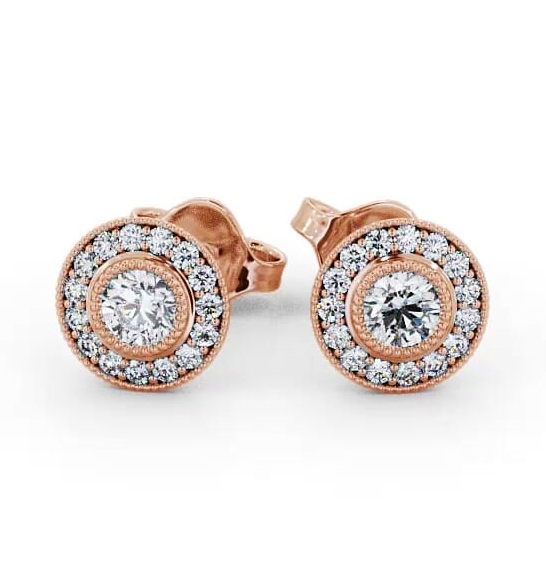Halo Round Diamond Vintage Style Earrings 18K Rose Gold ERG115_RG_THUMB2 