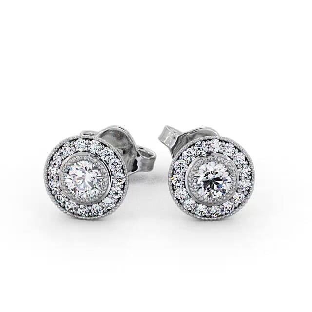 Halo Round Diamond Earrings 18K White Gold - Tegan ERG115_WG_EAR