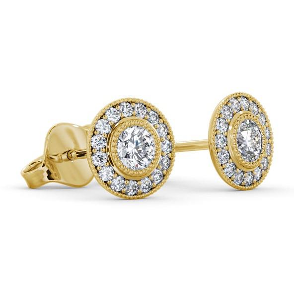 Halo Round Diamond Vintage Style Earrings 18K Yellow Gold ERG115_YG_THUMB1 