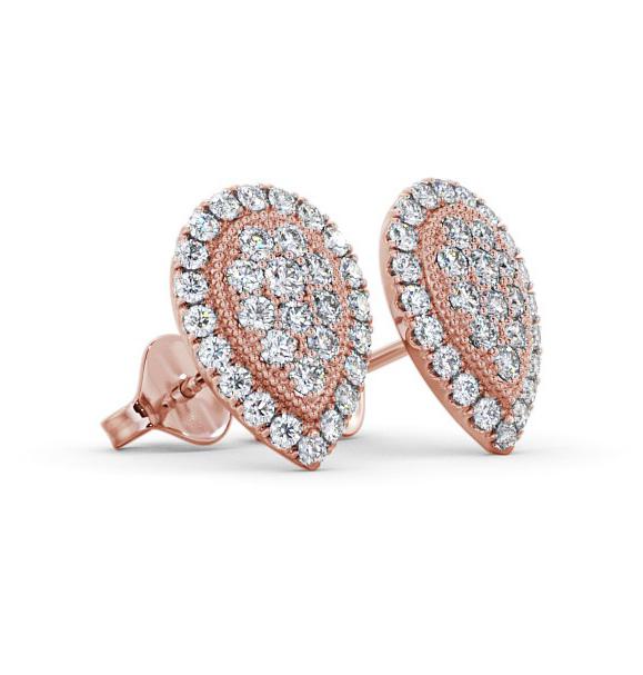 Cluster Round Diamond 1.05ct Pear Design Earrings 18K Rose Gold ERG116_RG_THUMB1 