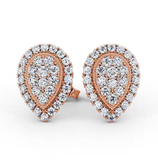 Cluster Round Diamond 1.05ct Pear Design Earrings 18K Rose Gold ERG116_RG_THUMB2 