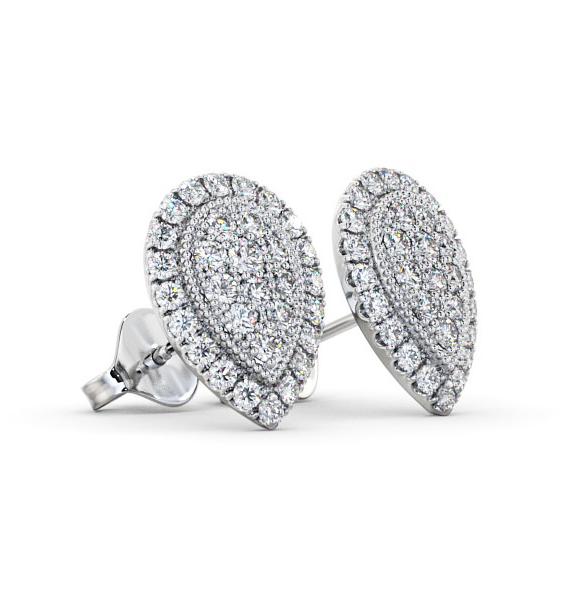 Cluster Round Diamond 1.05ct Pear Design Earrings 18K White Gold ERG116_WG_THUMB1 