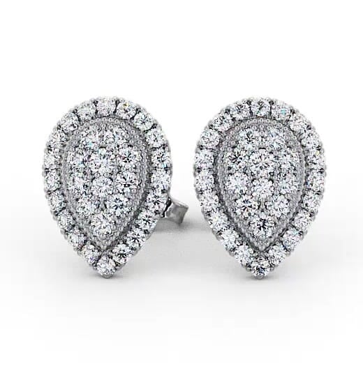 Cluster Round Diamond 1.05ct Pear Design Earrings 9K White Gold ERG116_WG_THUMB2 
