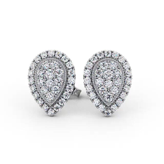 Cluster Round Diamond 1.05ct Earrings 18K White Gold - Roberta ERG116_WG_EAR