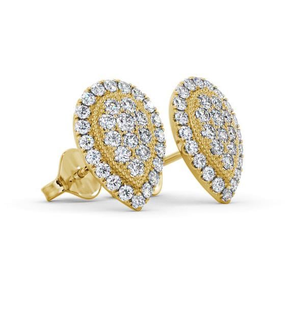Cluster Round Diamond 1.05ct Pear Design Earrings 18K Yellow Gold ERG116_YG_THUMB1 