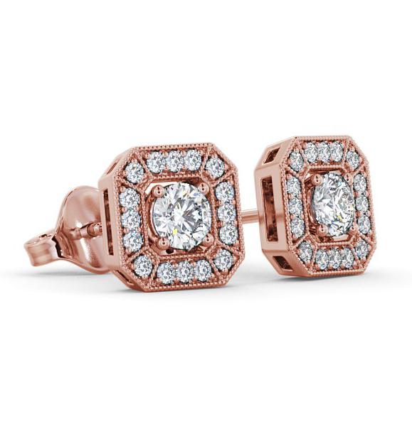 Halo Round Diamond Vintage Style Earrings 18K Rose Gold ERG117_RG_THUMB1 