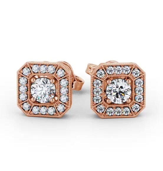 Halo Round Diamond Vintage Style Earrings 18K Rose Gold ERG117_RG_THUMB2 