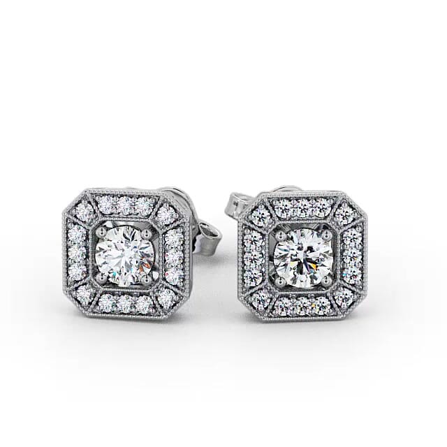 Halo Round Diamond Earrings 18K White Gold - Dena ERG117_WG_EAR
