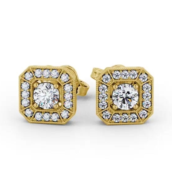 Halo Round Diamond Vintage Style Earrings 9K Yellow Gold ERG117_YG_THUMB2 