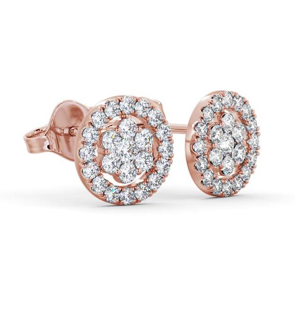Cluster Round Diamond Halo Style Earrings 18K Rose Gold ERG118_RG_THUMB1 