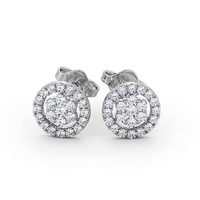 Cluster Round Diamond Earrings 18K White Gold - Daniela ERG118_WG_EAR