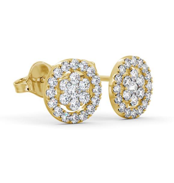 Cluster Round Diamond Halo Style Earrings 18K Yellow Gold ERG118_YG_THUMB1 