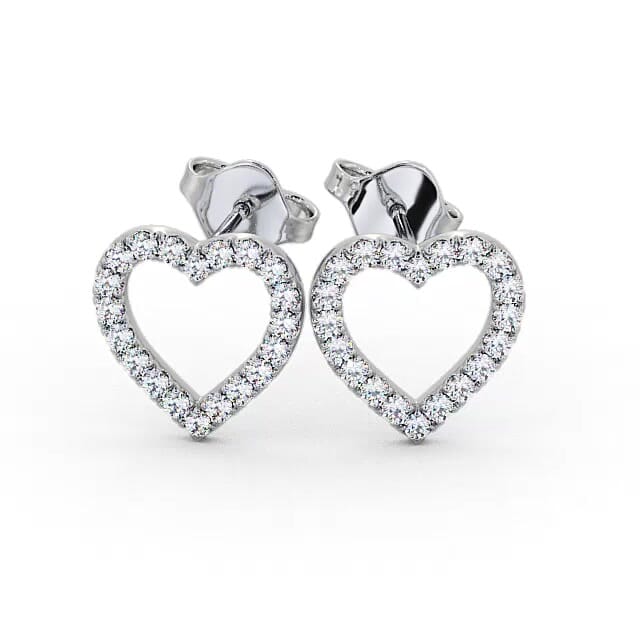 Heart Design Round Diamond Earrings 18K White Gold - Noura ERG119_WG_EAR