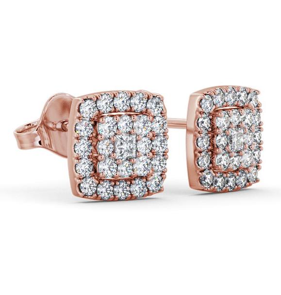 Cluster Round Diamond Square Shaped Earrings 18K Rose Gold ERG11_RG_thumb1.jpg 