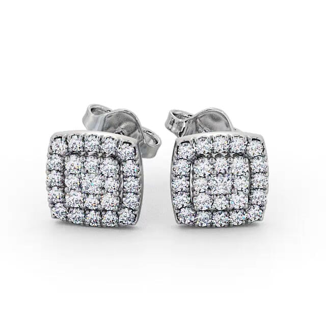 Cluster Round Diamond Earrings 18K White Gold - Kitana ERG11_WG_EAR
