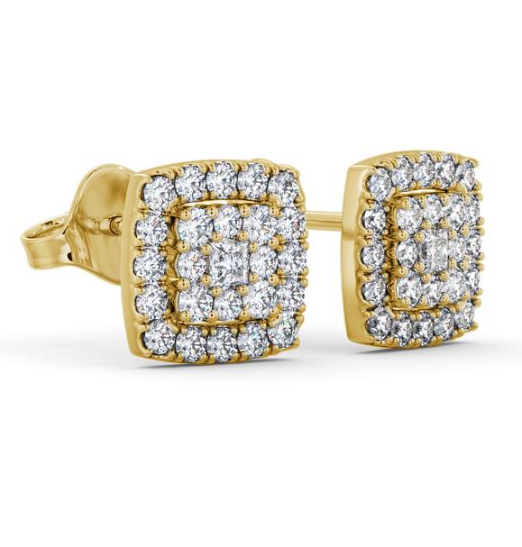 Cluster Round Diamond Square Shaped Earrings 18K Yellow Gold ERG11_YG_thumb1.jpg 