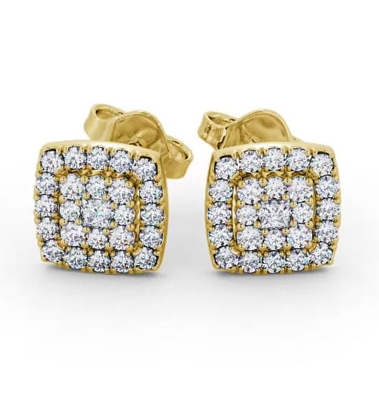 Cluster Round Diamond Square Shaped Earrings 9K Yellow Gold ERG11_YG_thumb1.jpg